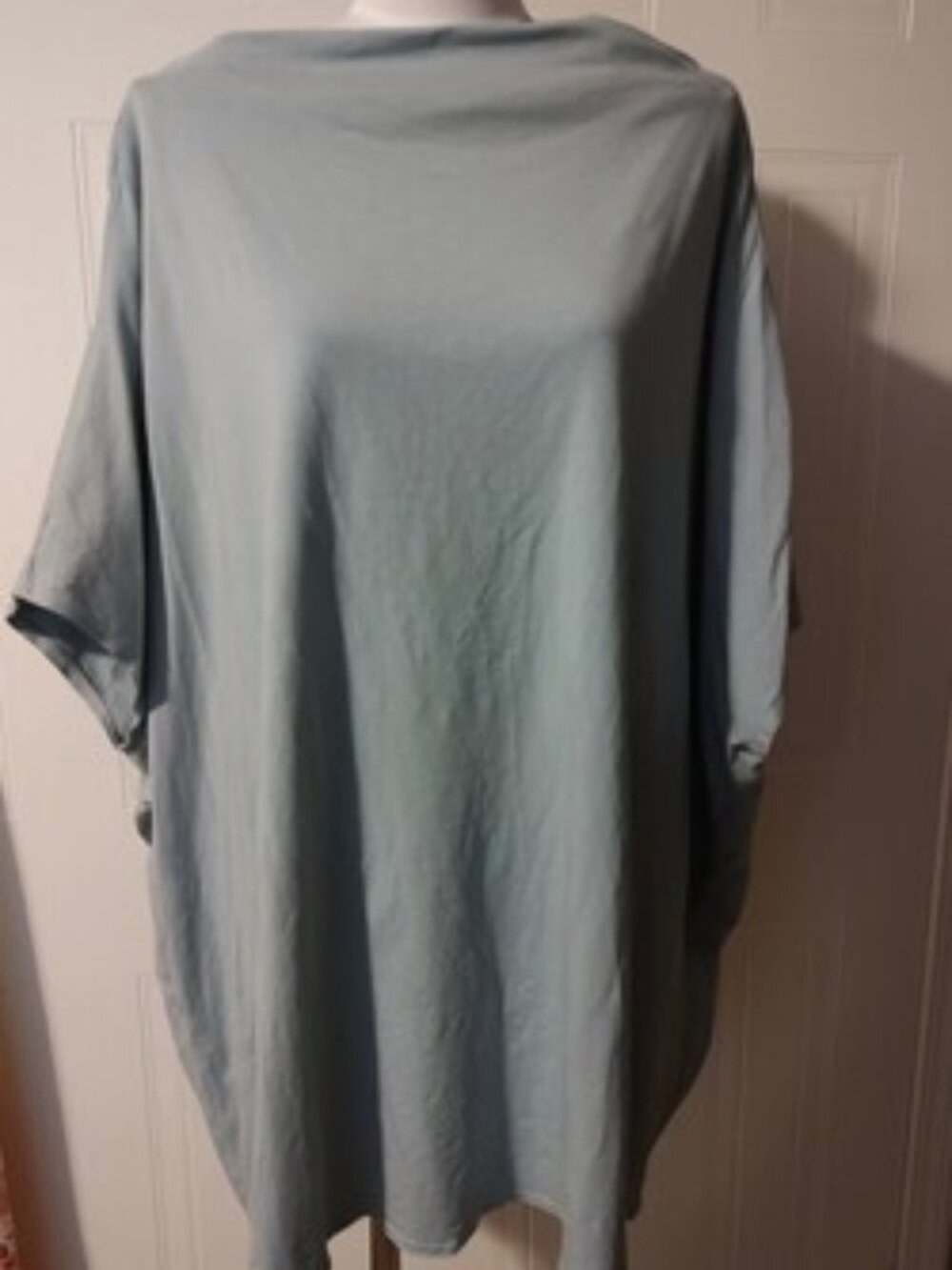 BRYN WALKER Lt Blue Debo Lagenlook Boatneck Dolman Batwing Sleeve Tunic Top 1X